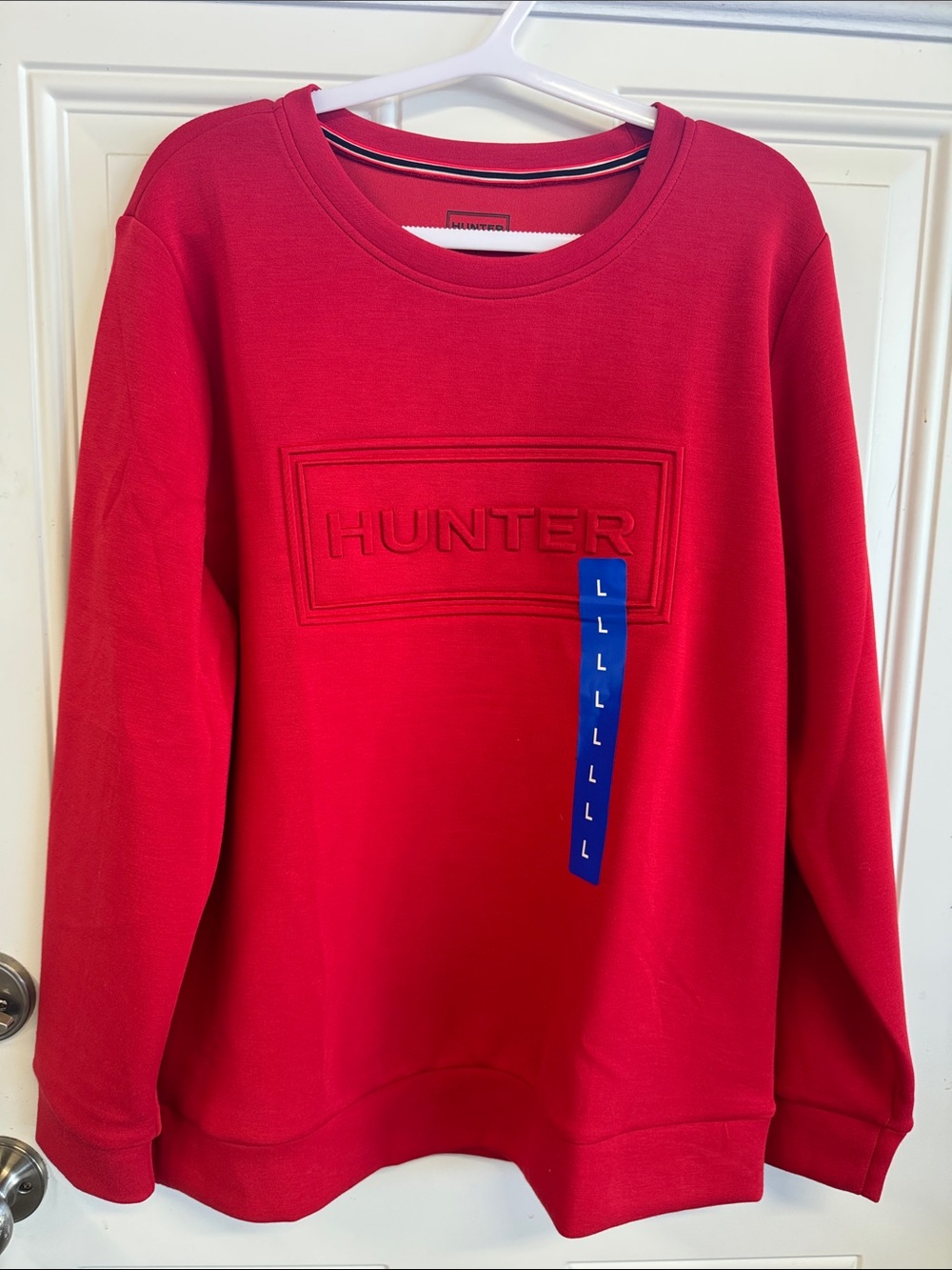 Hunter Red Embossed Logo Crewneck Sweatshirt